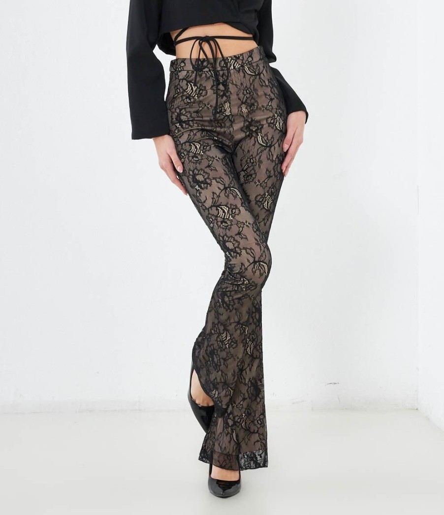 New Zuiki Pantaloni In Pizzo Nero