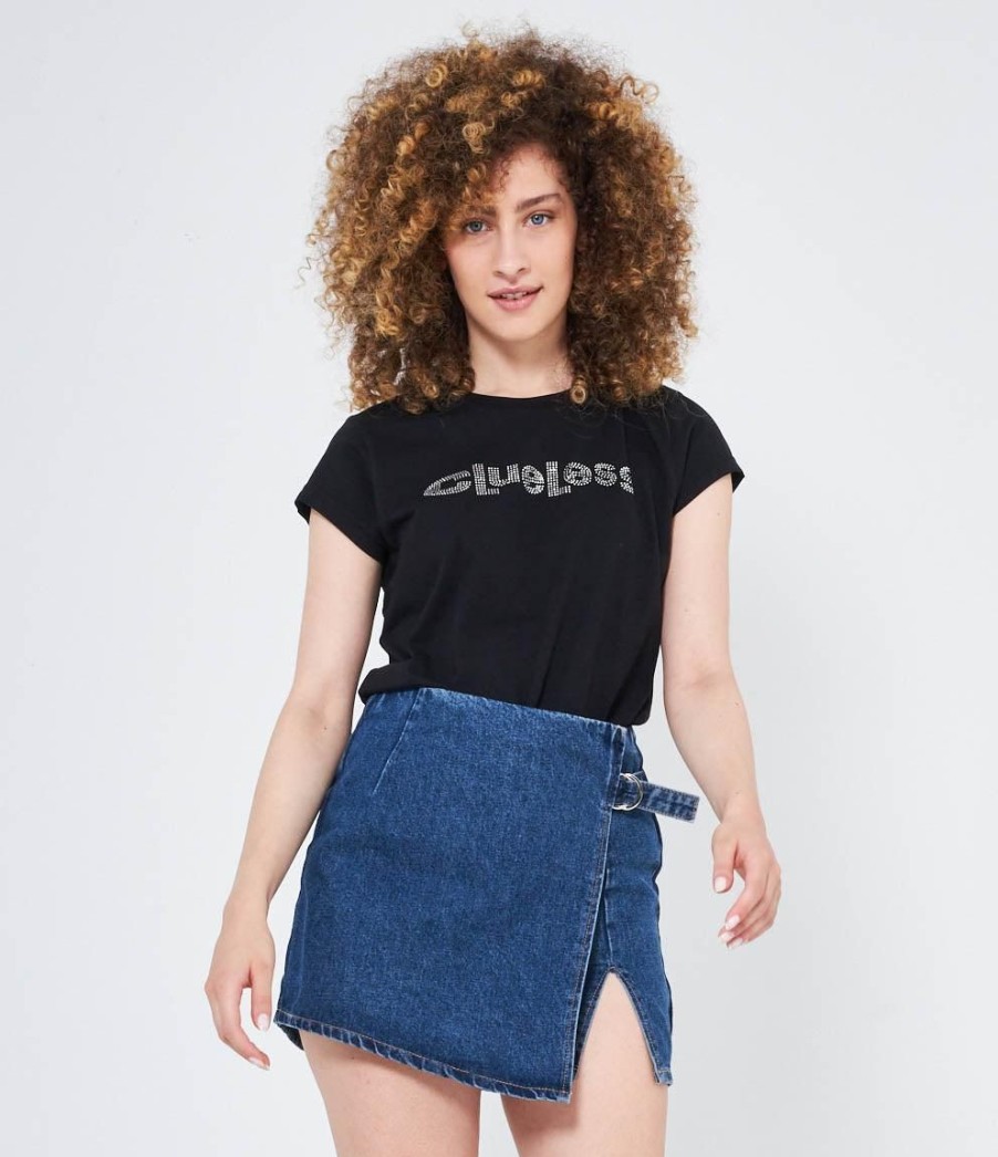 Best Zuiki Italia T-Shirt 'Clueless' Con Strass Nero