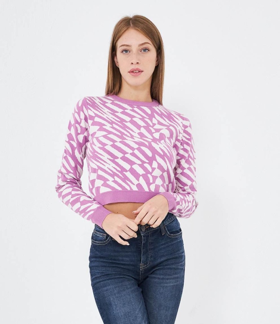 Clearance Zuiki Italia Maglia Crop Fantasia Geometrica