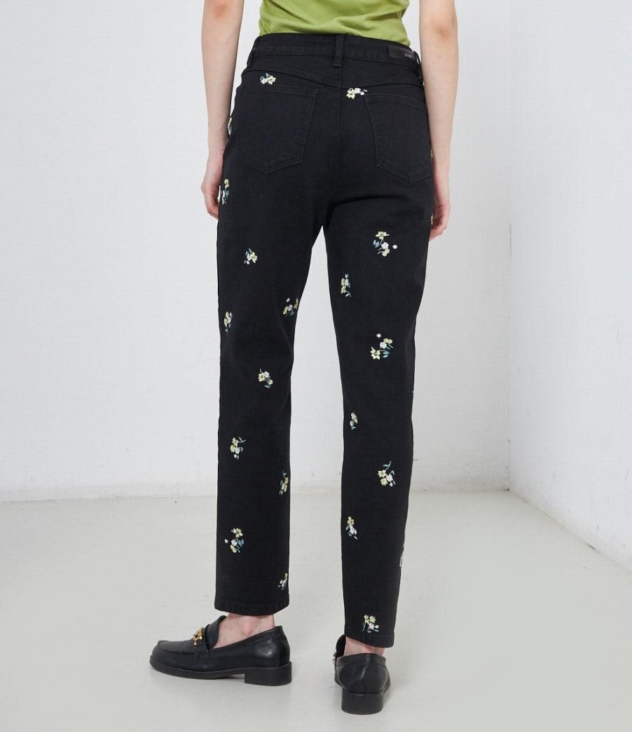 Best Zuiki Italia Jeans Con Fiori Ricamati Nero