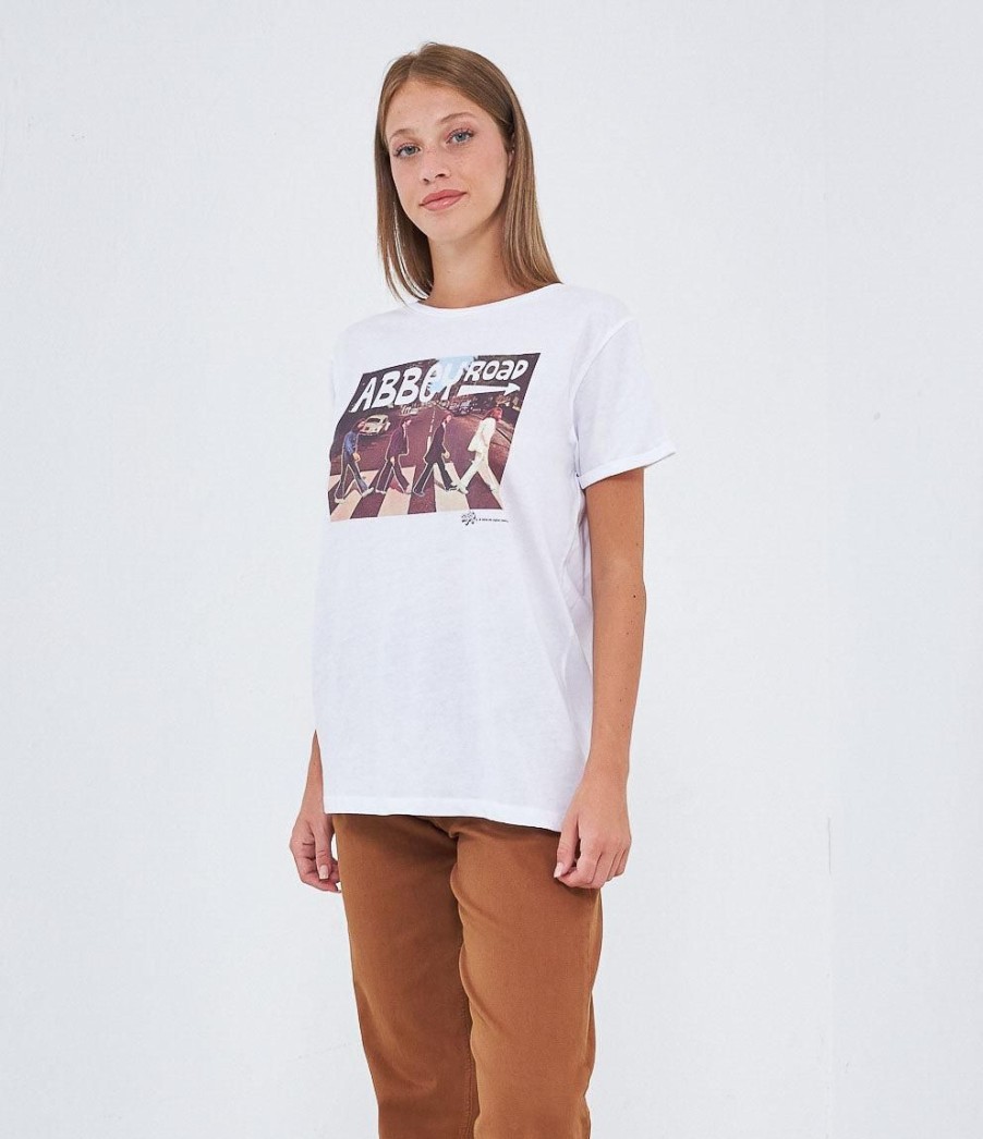 Online Zuiki Italia T-Shirt 'Abbey Road' Bianco