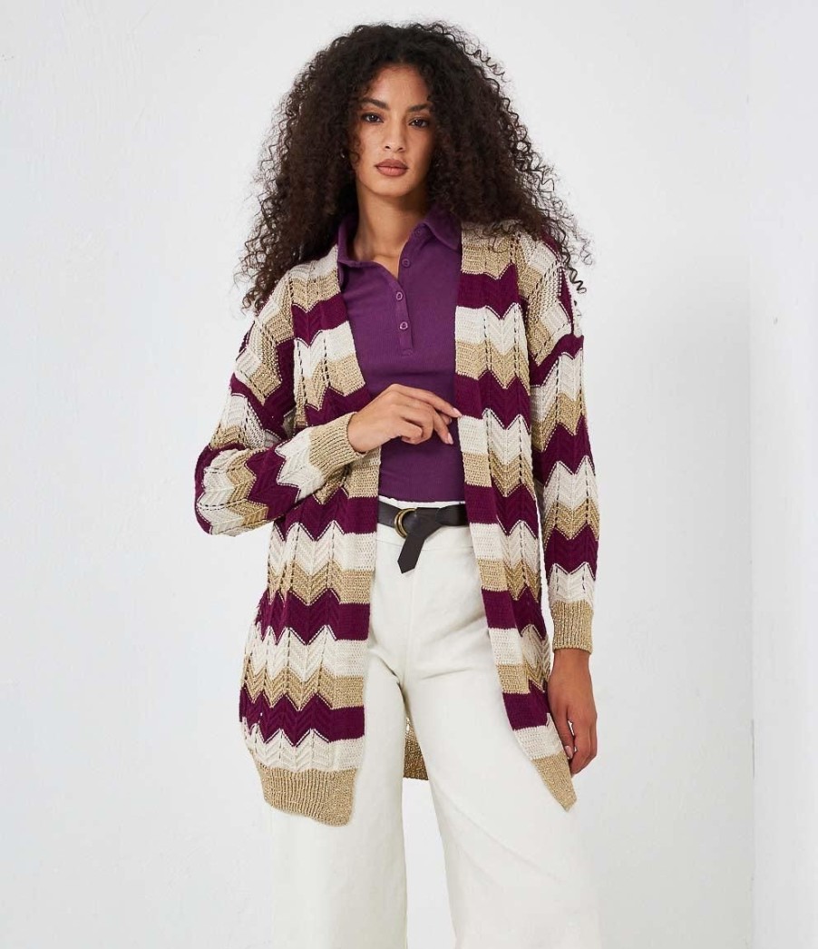 Online Zuiki Italia Cardigan Con Trama A Zig Zag