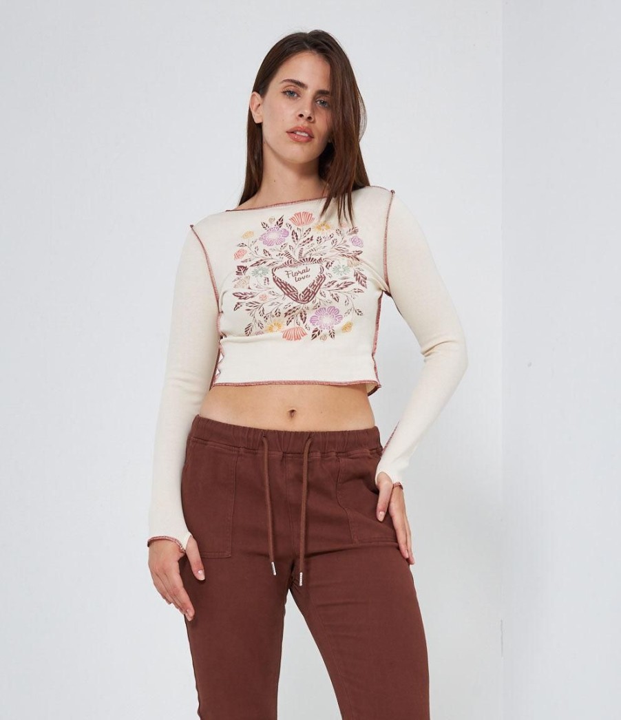 Online Zuiki Italia Maglia Crop Con Cuciture A Contrasto Burro