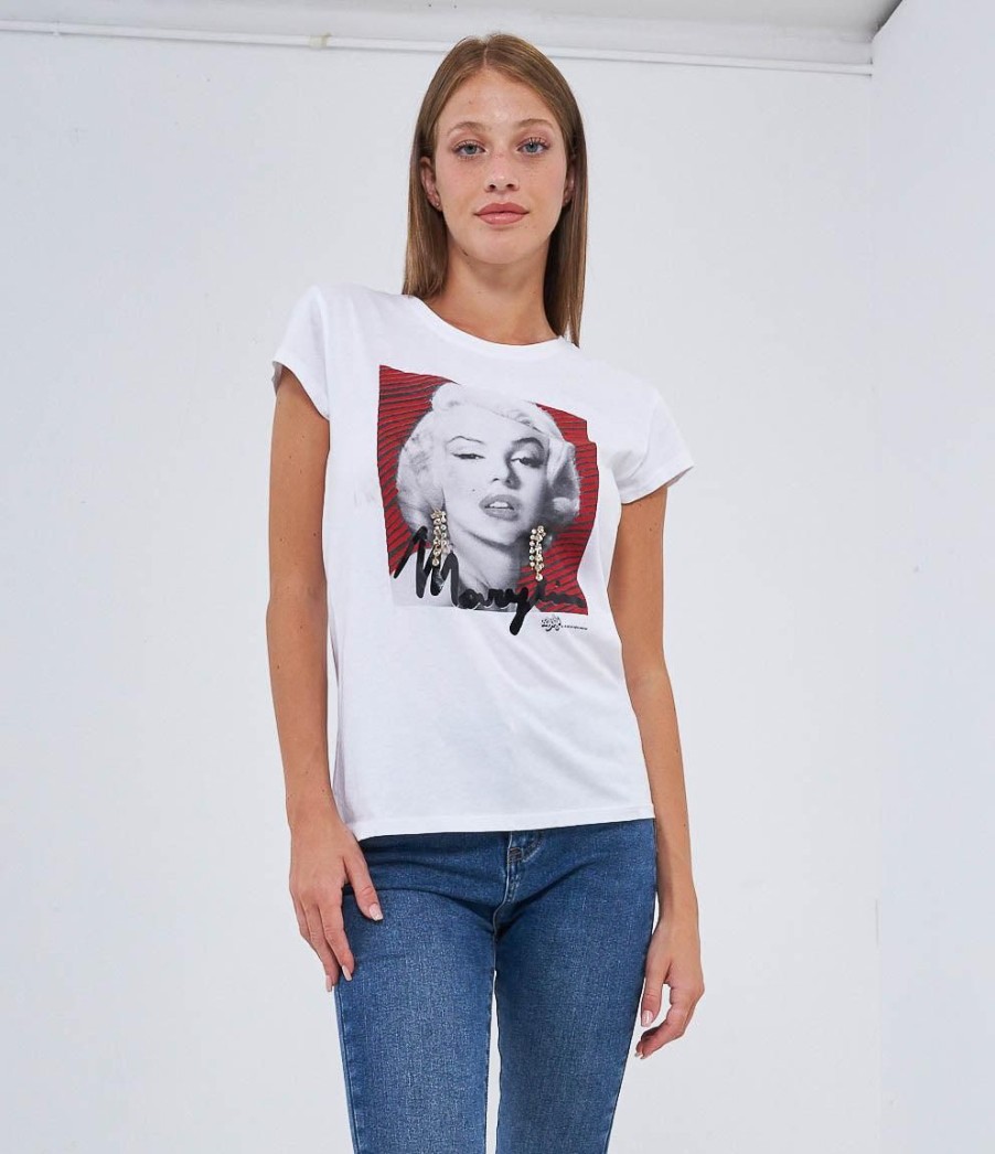 Clearance Zuiki Italia T-Shirt M. Monroe Bianco