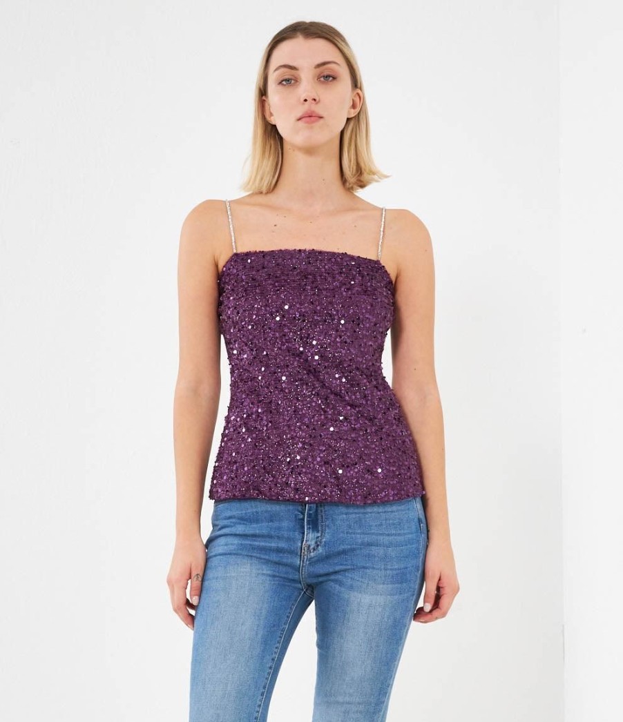 New Zuiki Top Con Fronte In Paillettes