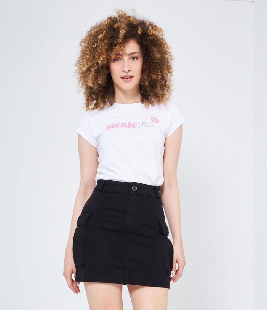 Clearance Zuiki Italia T- Shirt 'Mean Girls' Con Strass Bianco