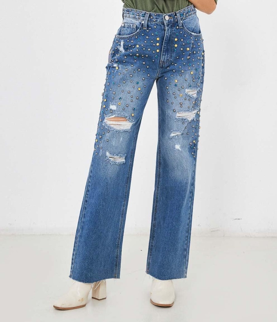 Best Zuiki Italia Jeans Con Borchie Blue Chiaro