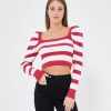 Online Zuiki Italia Maglia Crop A Righe