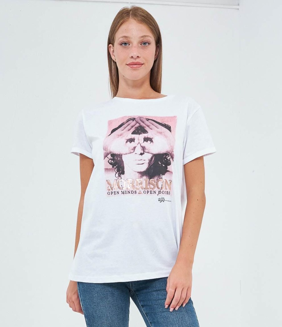 Clearance Zuiki Italia T-Shirt 'Jim Morrison' Bianco